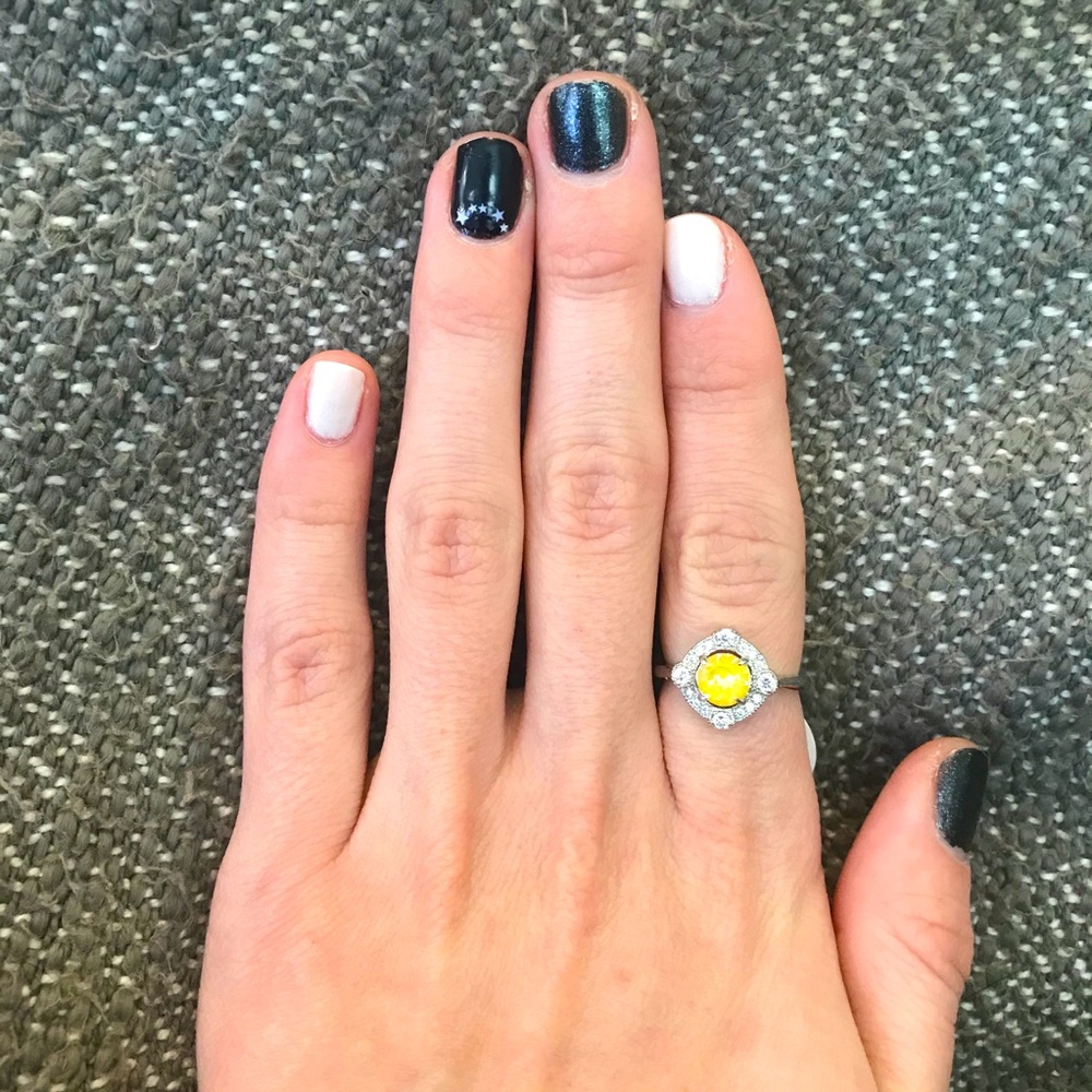 Vintage Inspired Yellow Center Stone Ring